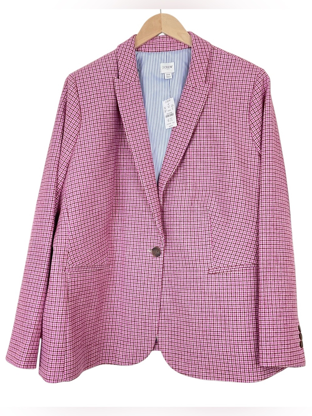 J. Crew Pink Wool Herringbone Blazer Size 24